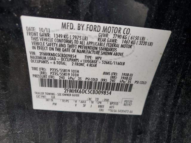 2FMHK6DC5CBD09854 - 2012 FORD FLEX LIMITED BLACK photo 12