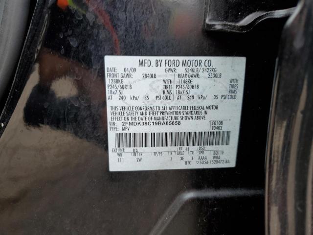 2FMDK38C19BA85658 - 2009 FORD EDGE SEL BLACK photo 12