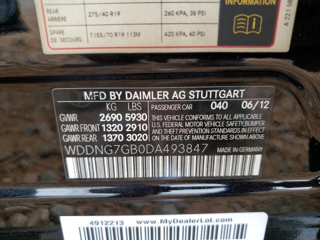 WDDNG7GB0DA493847 - 2013 MERCEDES-BENZ S 600 BLACK photo 13