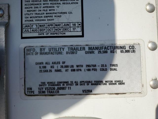 1UYVS2536J6098711 - 2018 UTILITY TRAILER WHITE photo 10