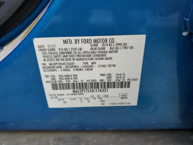 MAJ3P1TE4JC176321 - 2018 FORD ECOSPORT SE Azul foto 12