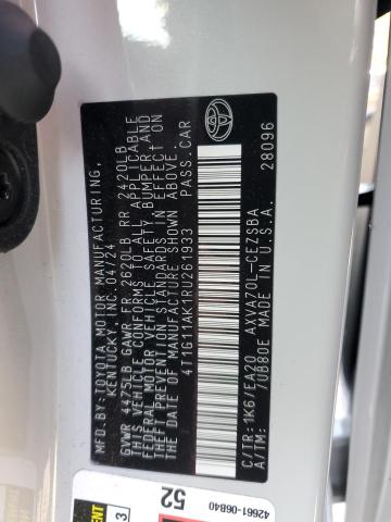 4T1G11AK1RU261933 - 2024 TOYOTA CAMRY SE NIGHT SHADE WHITE photo 12