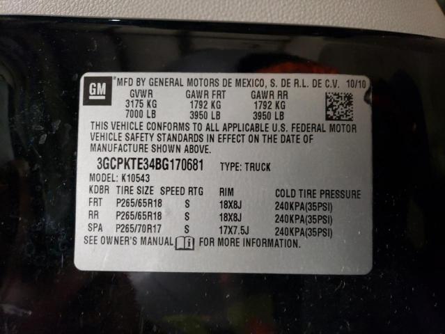 3GCPKTE34BG170681 - 2011 CHEVROLET SILVERADO K1500 LTZ BLACK photo 12