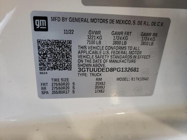 3GTUUDED8PG132681 - 2023 GMC SIERRA K1500 SLT WHITE photo 12