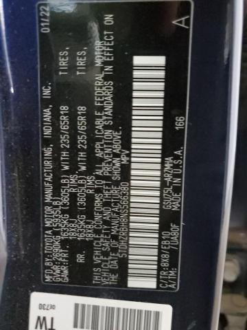 5TDHZRBH8NS566380 - 2022 TOYOTA HIGHLANDER XLE 蓝色 照片 13