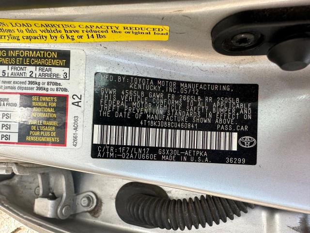 4T1BK3DB8CU460841 - 2012 TOYOTA AVALON BASE Gümüş foto 10