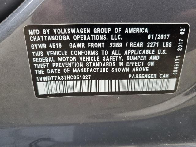 1VWDT7A37HC051027 - 2017 VOLKSWAGEN PASSAT R-LINE ლურჯი ფოტო 13