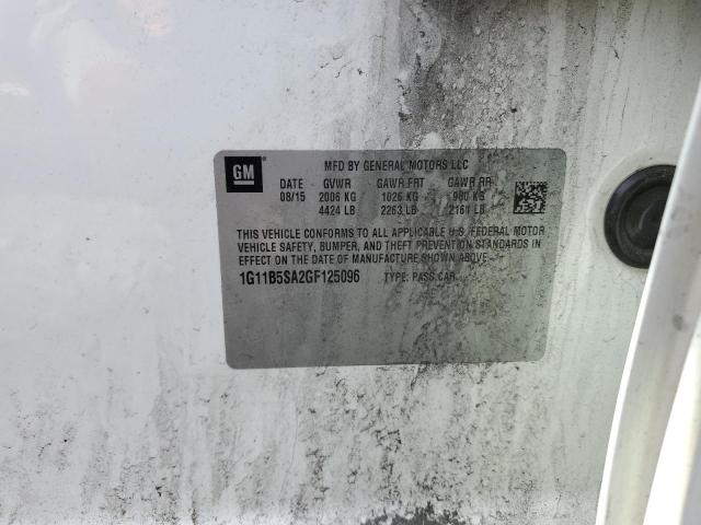 1G11B5SA2GF125096 - 2016 CHEVROLET MALIBU LIM LS WHITE photo 12