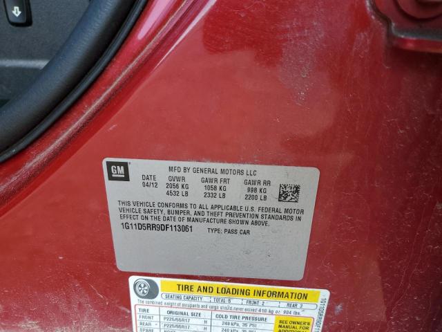 1G11D5RR9DF113061 - 2013 CHEVROLET MALIBU 1LT მუქწითელი ფოტო 12