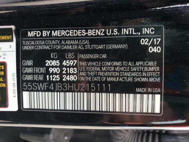 55SWF4JB3HU215111 - 2017 MERCEDES-BENZ C CLASS 300 BLACK photo 12