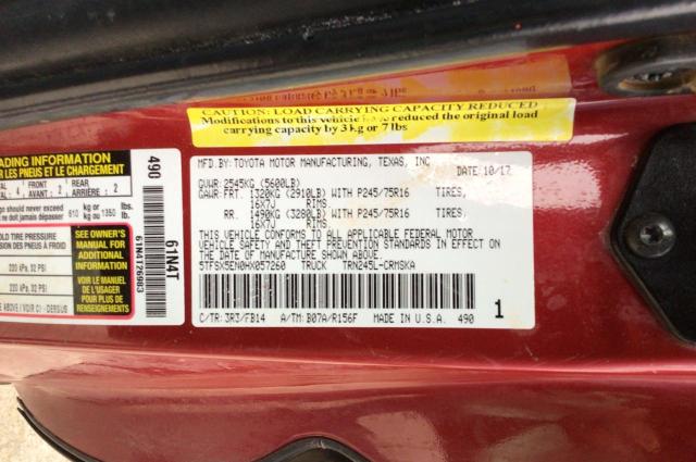 5TFSX5EN0HX057260 - 2017 TOYOTA TACOMA ACCESS CAB წითელი ფოტო 10