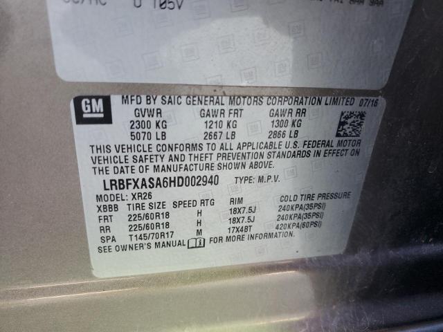 LRBFXASA6HD002940 - 2017 BUICK ENVISION PREFERRED ნაცრისფერი ფოტო 12