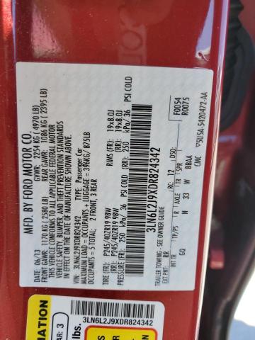 3LN6L2J9XDR824342 - 2013 LINCOLN MKZ RED photo 12