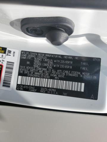 5TDHZRBH4LS519280 - 2020 TOYOTA HIGHLANDER XLE WHITE photo 12