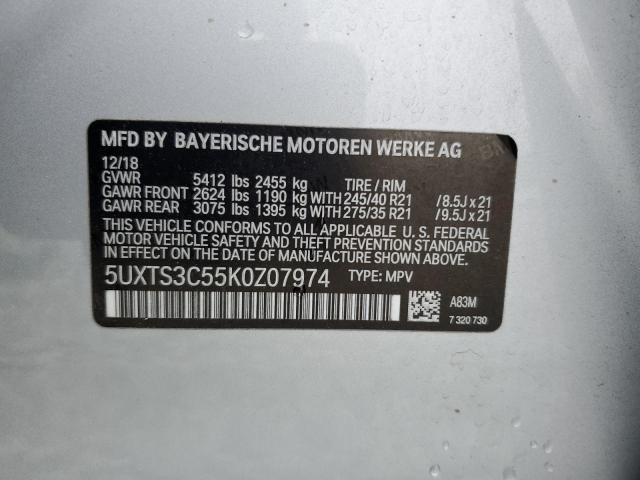 5UXTS3C55K0Z07974 - 2019 BMW X3 XDRIVEM40I فضي صورة 13