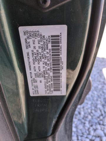 5TBBT4417YS114749 - 2000 TOYOTA TUNDRA ACCESS CAB მწვანე ფოტო 12