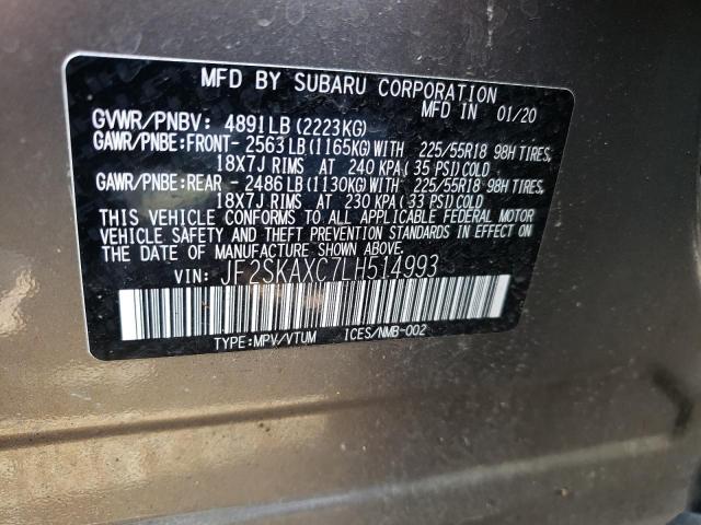 JF2SKAXC7LH514993 - 2020 SUBARU FORESTER TOURING ნაცრისფერი ფოტო 13