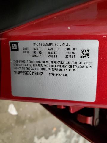 1G4PP5SK7C4180902 - 2012 BUICK VERANO RED photo 12