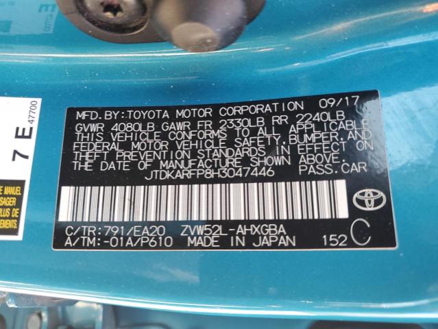 JTDKARFP8H3047446 - 2017 TOYOTA PRIUS PRIM 蓝色 照片 12