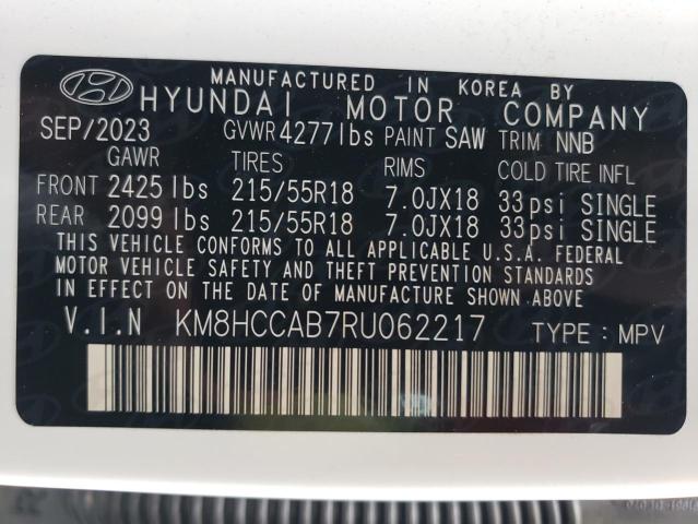 KM8HCCAB7RU062217 - 2024 HYUNDAI KONA SEL WHITE photo 14