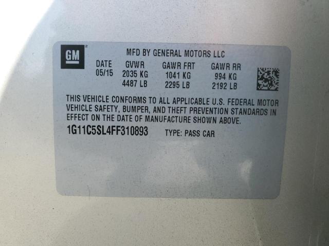 1G11C5SL4FF310893 - 2015 CHEVROLET MALIBU 1LT 金色 照片 12