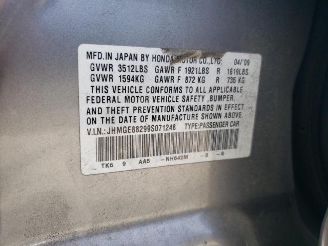 JHMGE88299S071248 - 2009 HONDA FIT SILVER photo 13