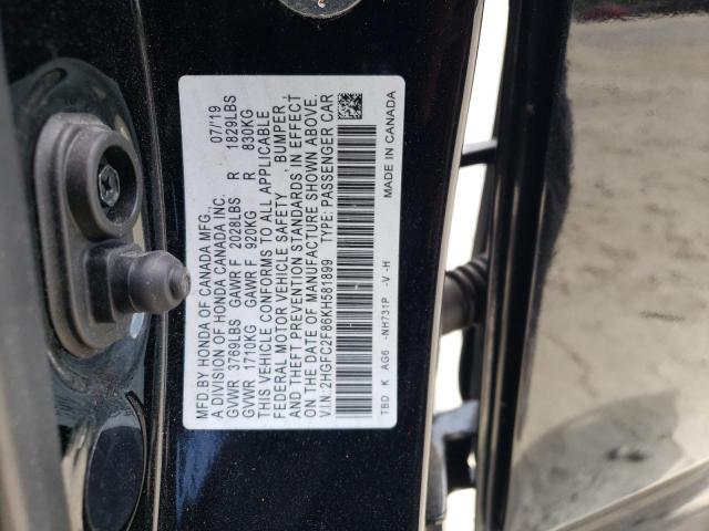 2HGFC2F86KH581899 - 2019 HONDA CIVIC SPORT 黑色 照片 12