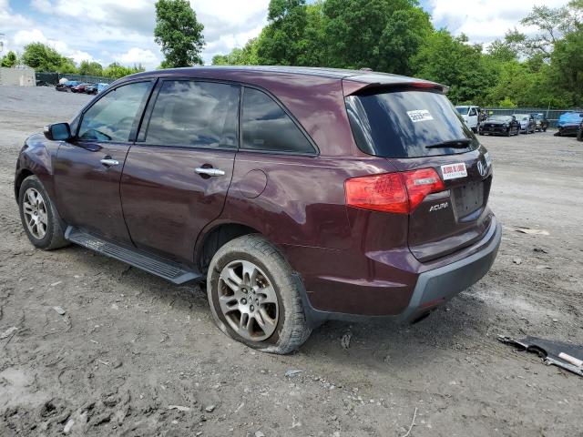 2HNYD28649H524301 - 2009 ACURA MDX TECHNOLOGY BURGUNDY photo 2