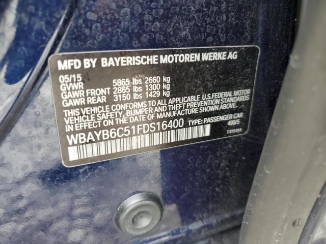WBAYB6C51FDS16400 - 2015 BMW 750 XI BLUE photo 12