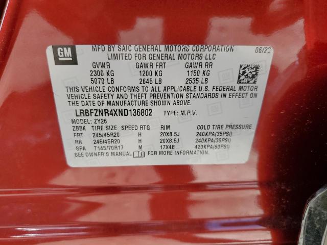 LRBFZNR4XND136802 - 2022 BUICK ENVISION ESSENCE Qırmızı foto 12