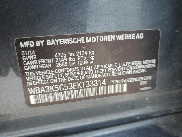 WBA3K5C53EKT33314 - 2014 BMW 328 D XDRIVE GRAY photo 12