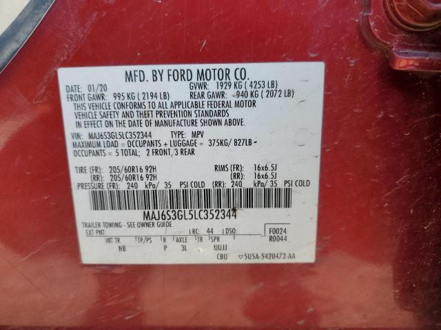 MAJ6S3GL5LC352344 - 2020 FORD ECOSPORT SE RED photo 13