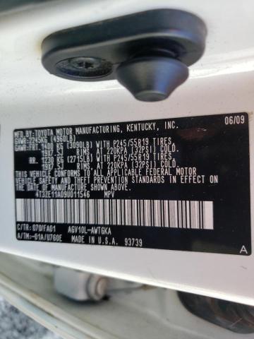 4T3ZE11A09U011546 - 2009 TOYOTA VENZA WHITE photo 10