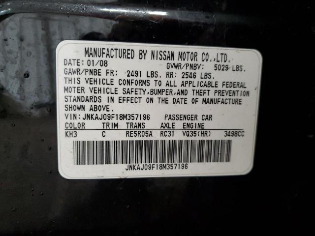 JNKAJ09F18M357196 - 2008 INFINITI EX35 BASE Սև լուսանկար 13