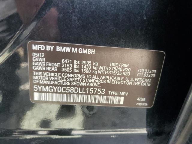 5YMGY0C58DLL15753 - 2013 BMW X5 M BLACK photo 12