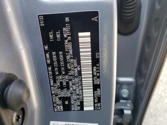 5TDGZRBH1NS191153 - 2022 TOYOTA HIGHLANDER XLE Կապույտ լուսանկար 14