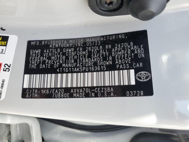 4T1G11AK5PU163615 - 2023 TOYOTA CAMRY SE NIGHT SHADE WHITE photo 12