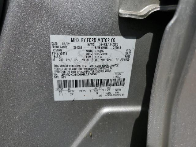 2FMDK38C69BA75059 - 2009 FORD EDGE SEL SILVER photo 13