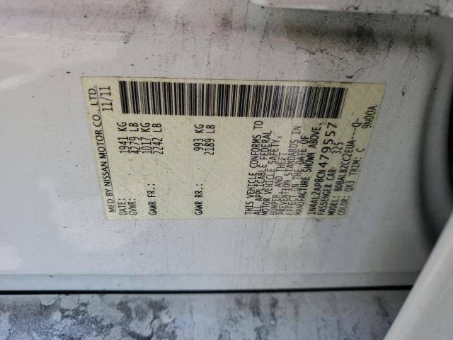 1N4AL2AP8CN479557 - 2012 NISSAN ALTIMA 2.5 BASE WHITE photo 12