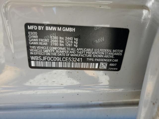 WBSJF0C09LCE53241 - 2020 BMW M5 BASE GRAY photo 12