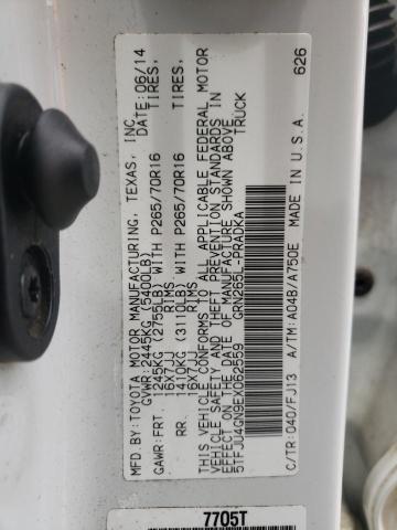 5TFJU4GN9EX062559 - 2014 TOYOTA TACOMA DOUBLE CAB PRERUNNER WHITE photo 12