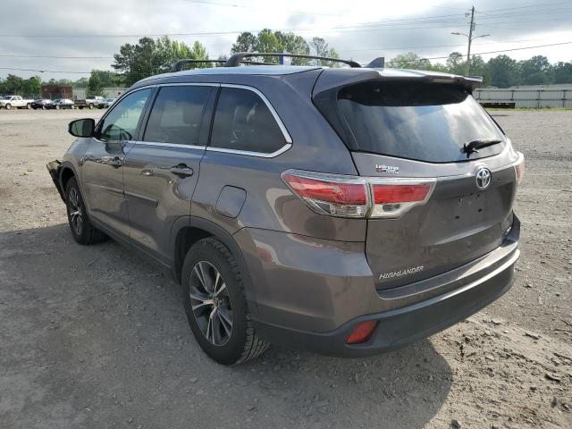 5TDKKRFH9GS502100 - 2016 TOYOTA HIGHLANDER XLE GRAY photo 2