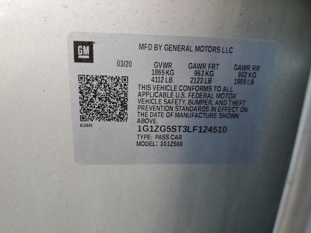 1G1ZG5ST3LF124510 - 2020 CHEVROLET MALIBU RS 银色 照片 12