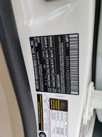 4JGDA5HB5DA194540 - 2013 MERCEDES-BENZ ML 350 4MATIC WHITE photo 13