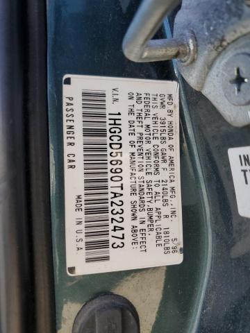 1HGCD5690TA232473 - 1996 HONDA ACCORD VALUE GREEN photo 12