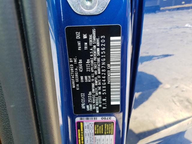 5XXG44J87NG156203 - 2022 KIA K5 GT BLUE photo 13