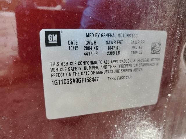 1G11C5SA9GF158447 - 2016 CHEVROLET MALIBU LIM LT 红色 照片 12