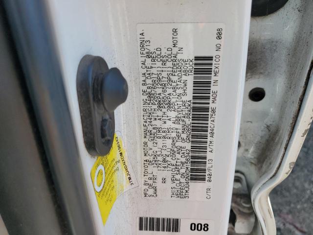 3TMJU4GNXDM156342 - 2013 TOYOTA TACOMA DOUBLE CAB PRERUNNER WHITE photo 13