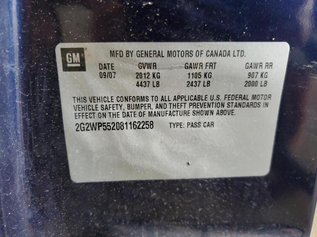 2G2WP552081162258 - 2008 PONTIAC GRAND PRIX 蓝色 照片 13