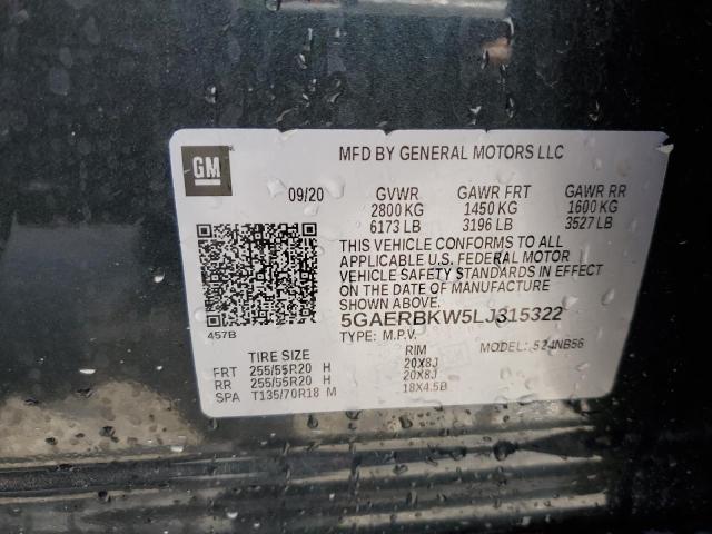 5GAERBKW5LJ315322 - 2020 BUICK ENCLAVE ESSENCE გრაფიტი ფოტო 13